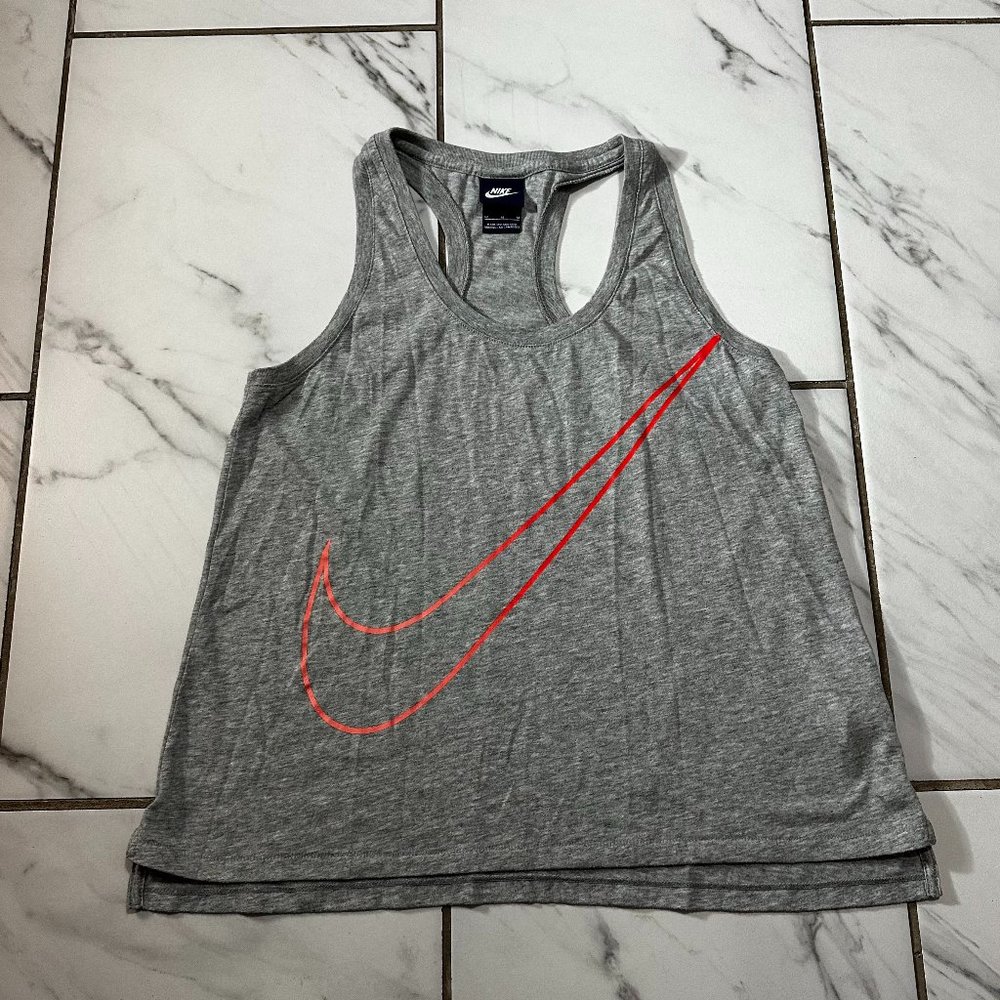Nike Women's NSW Swoosh Logo Prep Tank Top Grey W Pink Size M